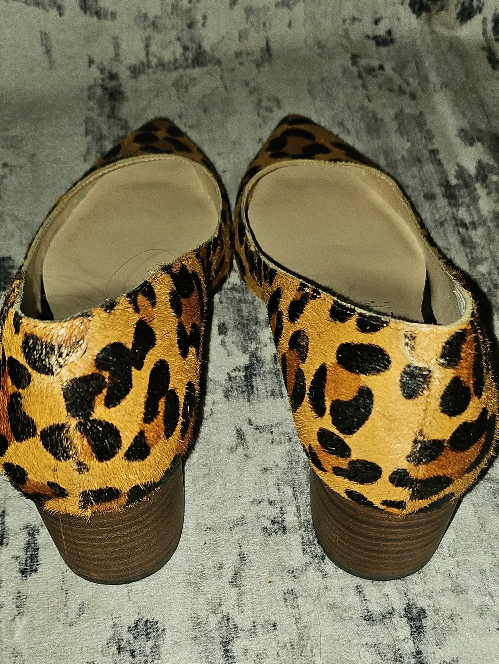 Sole Society Andorra Tan Black Leopard Block Heel Pointed Toe Dress Pumps 8.5
